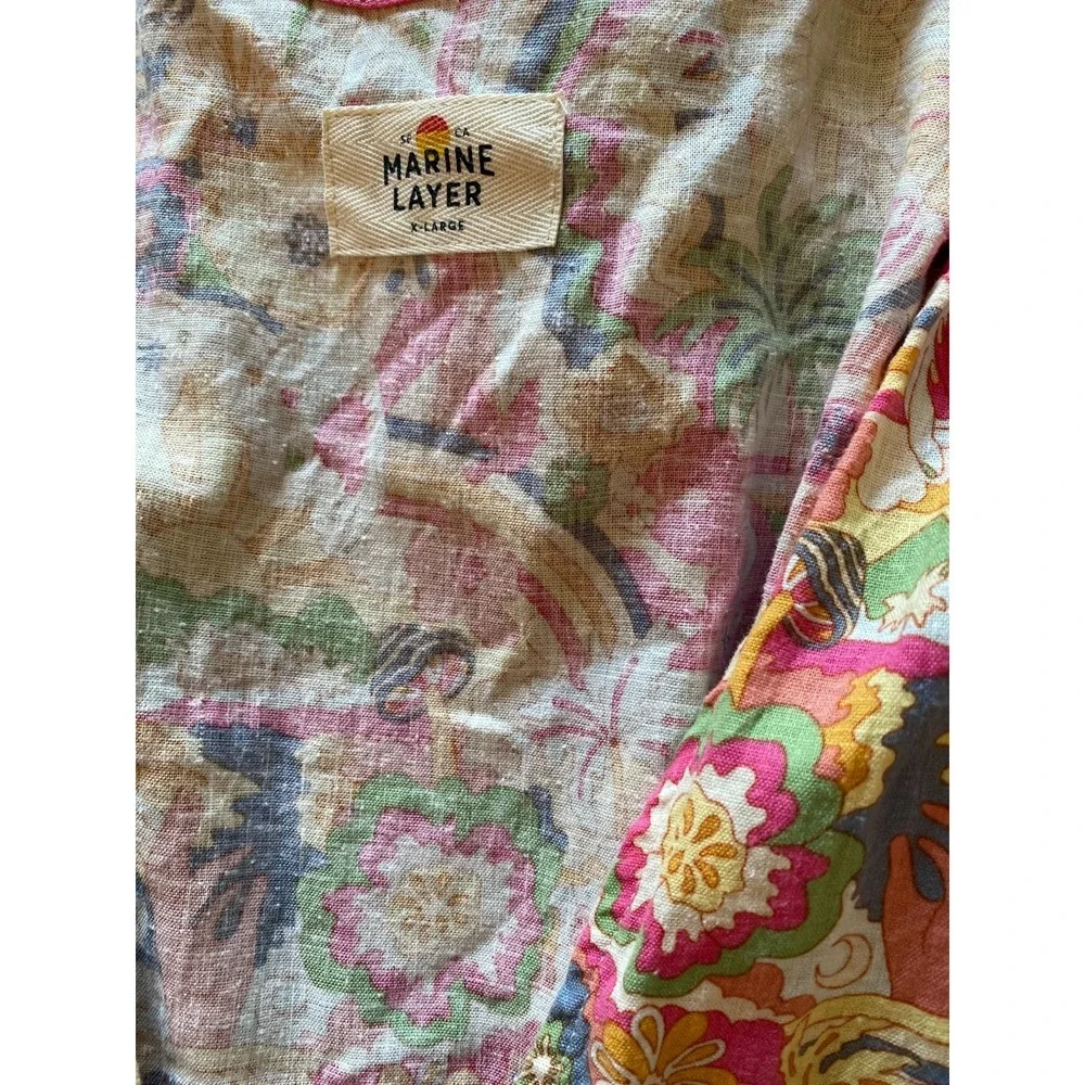 Marine Layer Romper Womens Palm Tree Tropical Camila Vacation | Sz XL - Picture 5 of 6
